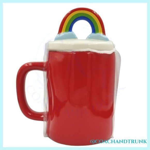 RAE DUNN LOVE IS EQUAL Rainbow Clouds Lid Hand Painted Oversize Mug NWT - Picture 6 of 10